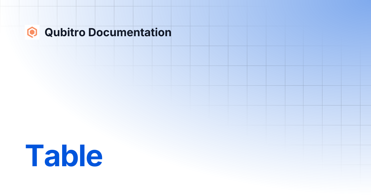 Table | Qubitro Documentation